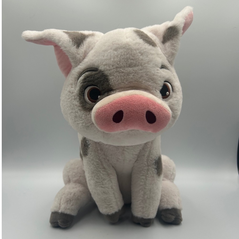Disney Store Moana Pua Pig Plush Stuffed Animal Grey White Spotted 10 Inch